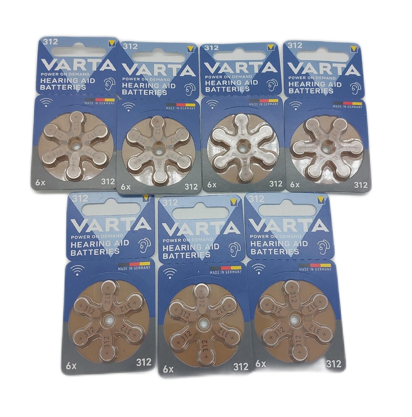 VARTA Horgertebatterien Typ 312 braun 42 Stuck 7 Pack