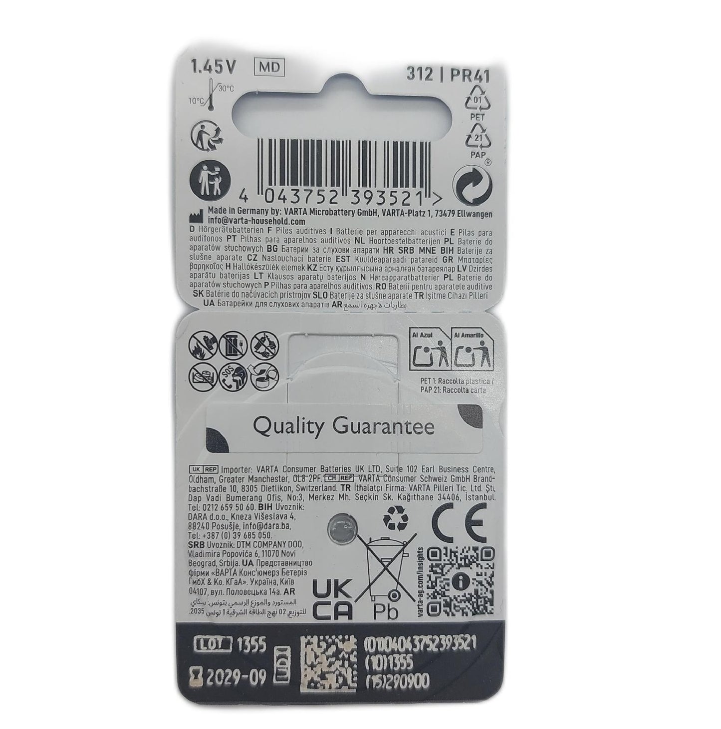 VARTA Horgertebatterien Typ 312 braun 42 Stuck 7 Pack