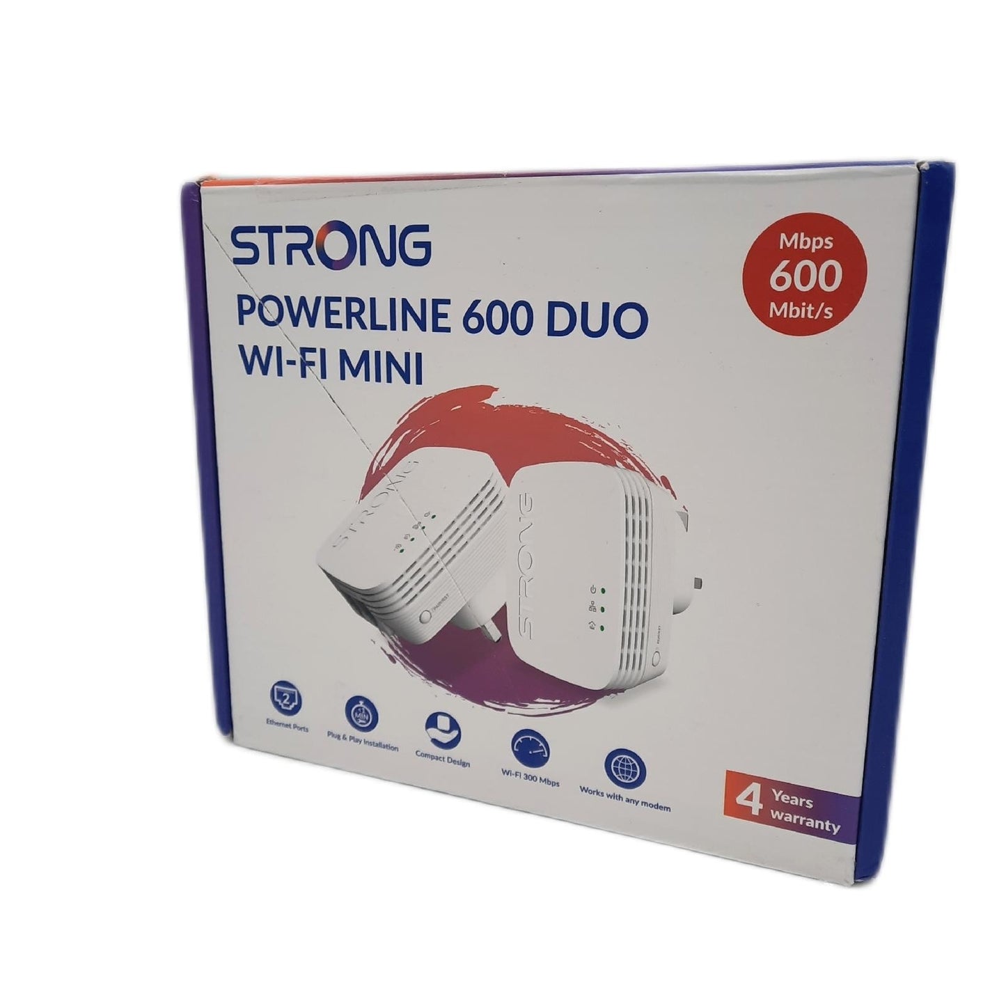 Strong Mini K Powerline Doppel Steckdose Elektronik Powerline 600 Mbps für Netzwerk