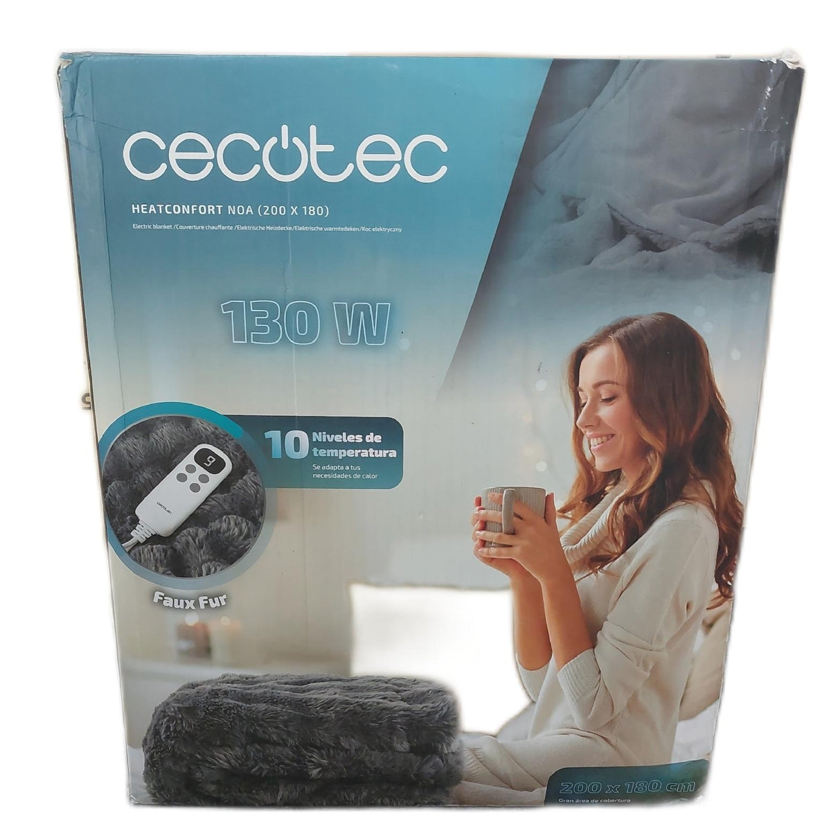 Cecotec Heizdecke HeatConfort Noa 200x180 cm 130 W 10 Temperaturstufen Timer LCD Controller