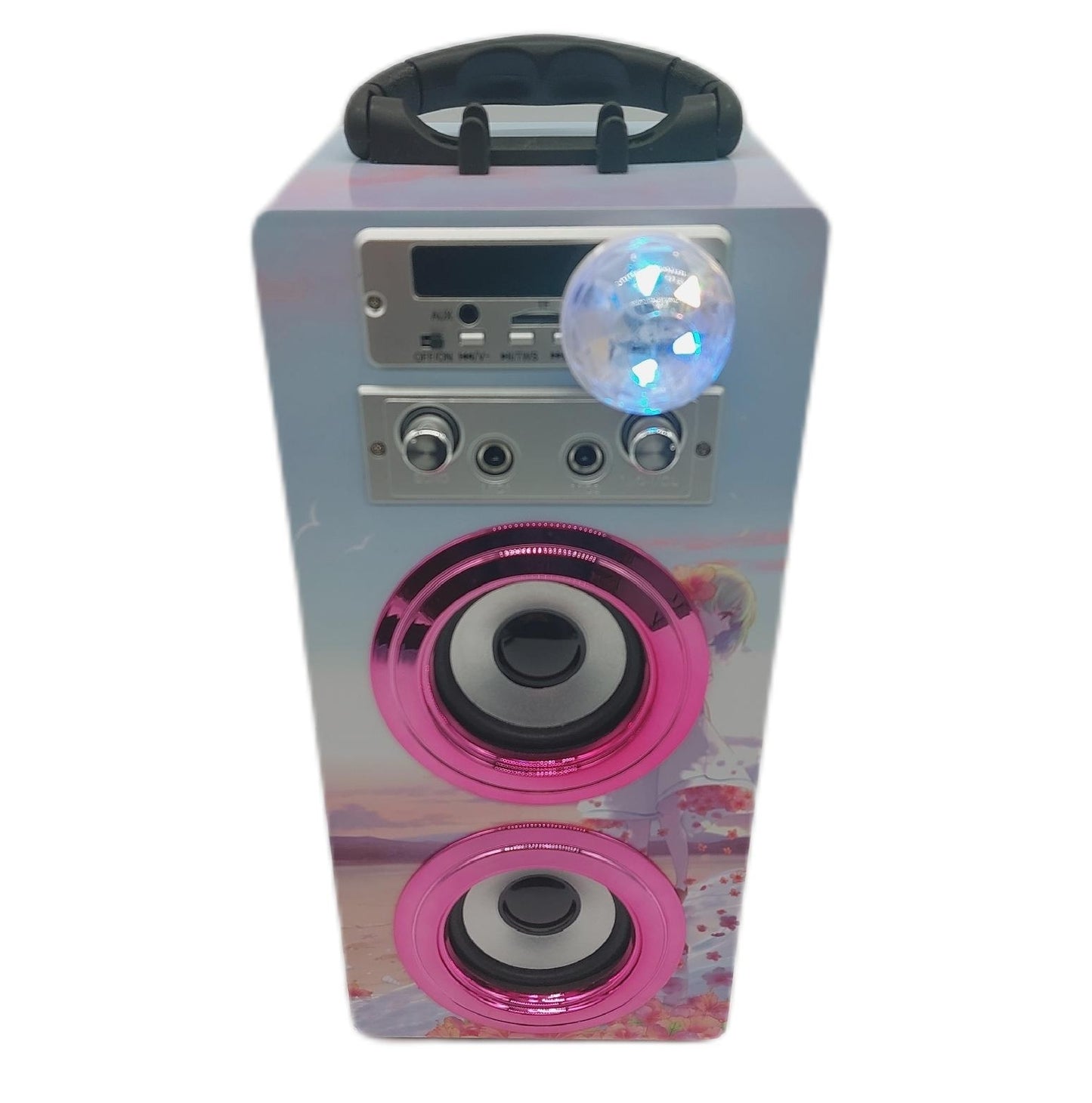 DYNASONIC Karaoke 2 Mikrofonen tragbarer Karaoke Maschine Bluetooth Lautsprecher