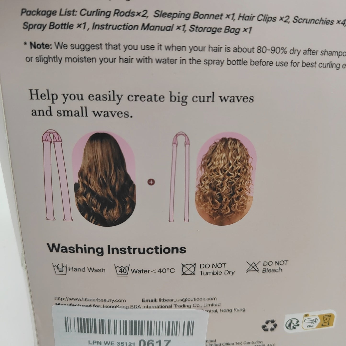 LitBear Lockenstäbe Haarstyling Zubehör Lockenwickler 2 Größen für die Nacht