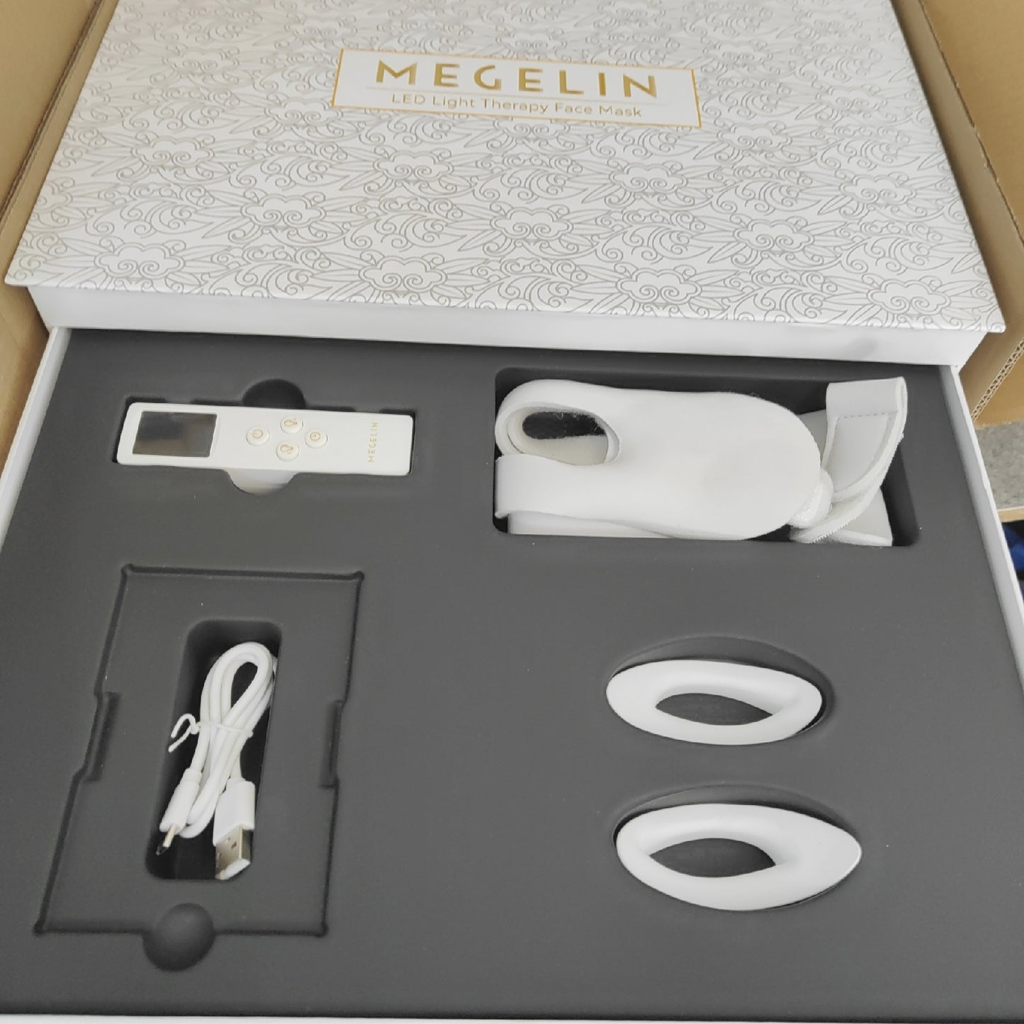 MEGELIN LED Rotlichttherapie Maske Gesicht Hals Beleuchtung 7 Farben Therapie