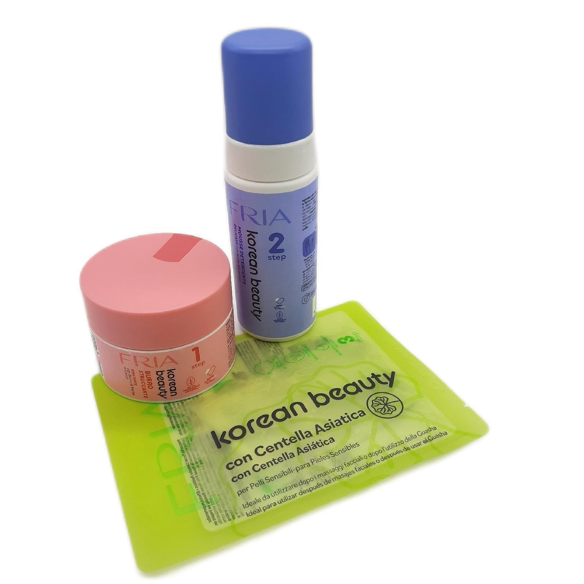 Fria Korean Beauty-Set, Doppelreiniger, koreanische Beauty-Make-up-Entferner + koreanisches Reinigungsmousse + regenerierende Gesichtsmaske FRIA Korean Beauty