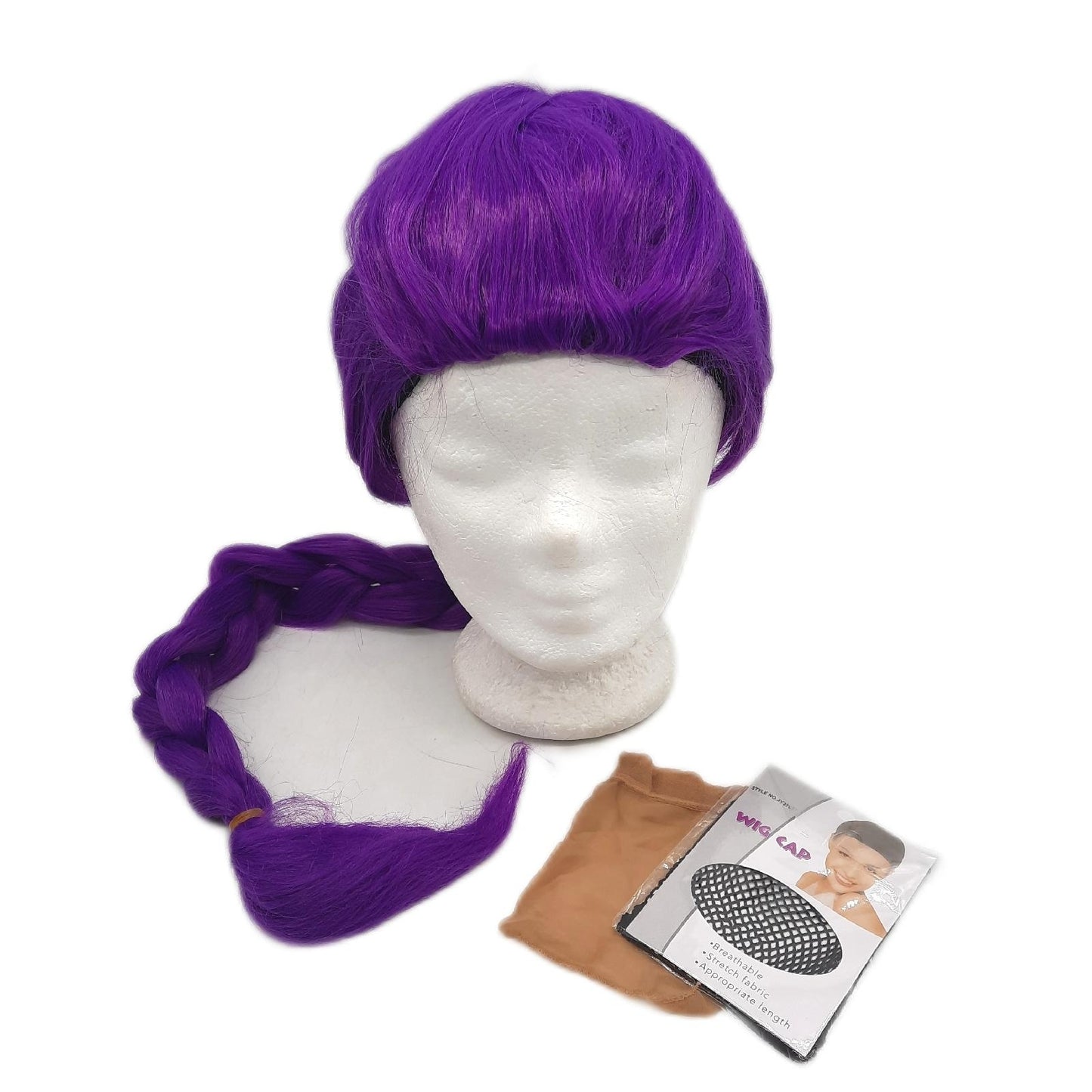 SSKHE Perücke Cosplay Kostüme Lila mit dickem Zopf für Karne