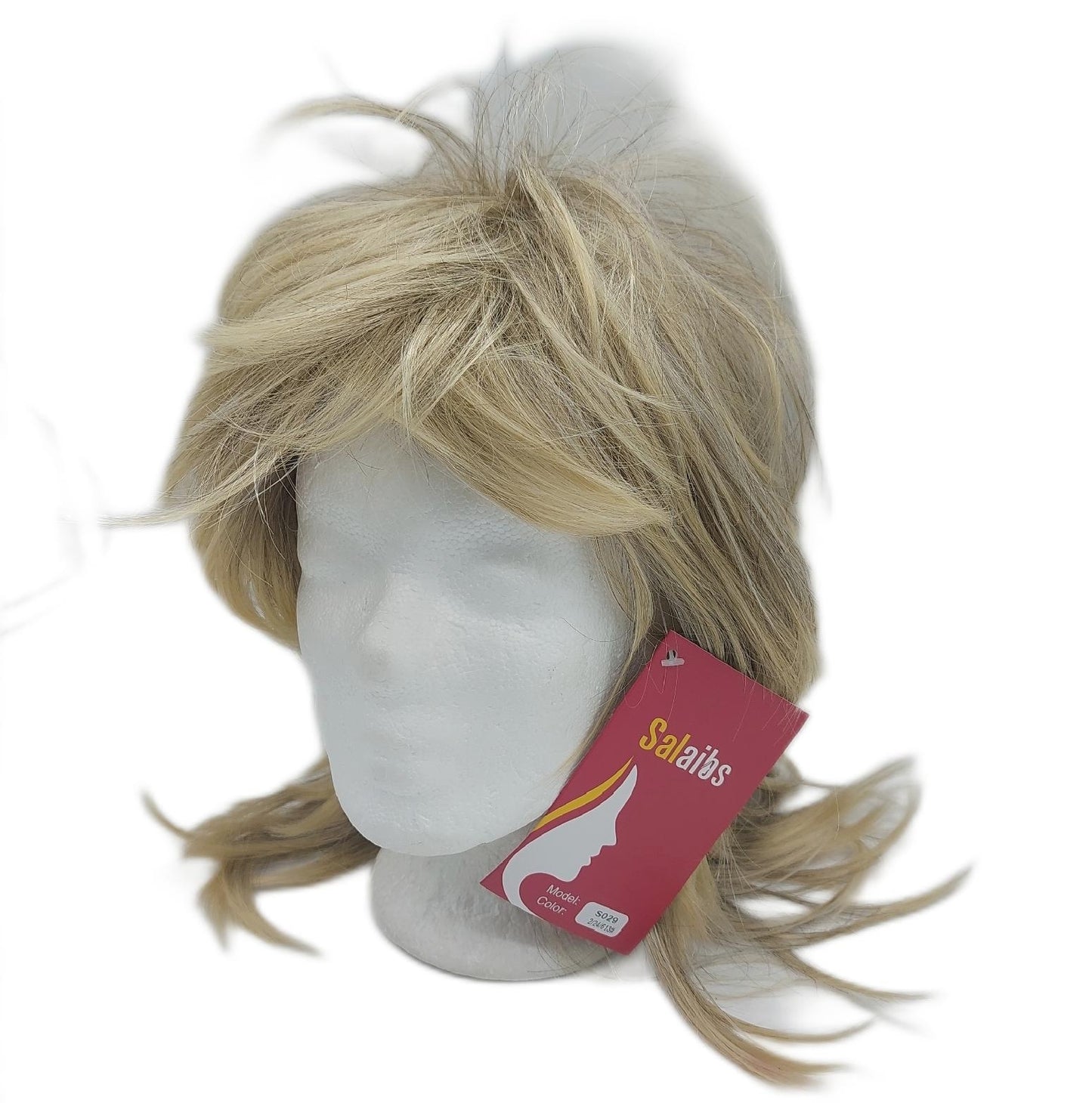 Salaibs Perücke Damen Haar Styling Blonde Vokuhila 70er Jahre Look Lockig Vintage