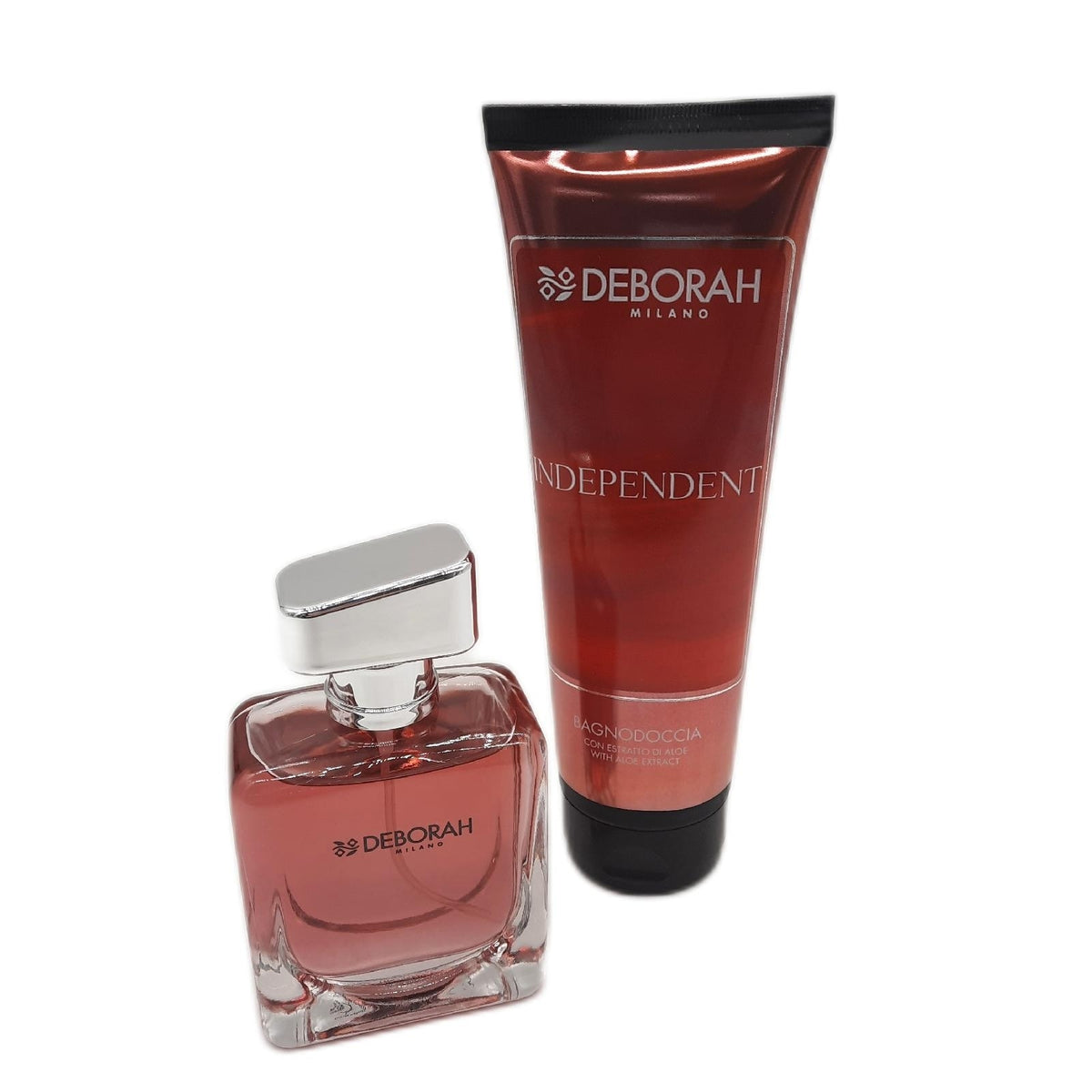Deborah Milano - Independent Duschset mit Duft und Duschbad, Geschenkbox für Damen, frischer und zitriger Duft mit blumigem Herz und süßem Boden, Eau de Toilette 100 ml und Duschschaum 250 ml