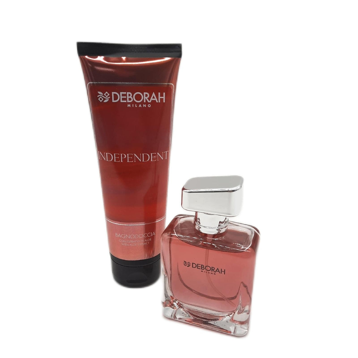 Deborah Milano - Independent Duschset mit Duft und Duschbad, Geschenkbox für Damen, frischer und zitriger Duft mit blumigem Herz und süßem Boden, Eau de Toilette 100 ml und Duschschaum 250 ml