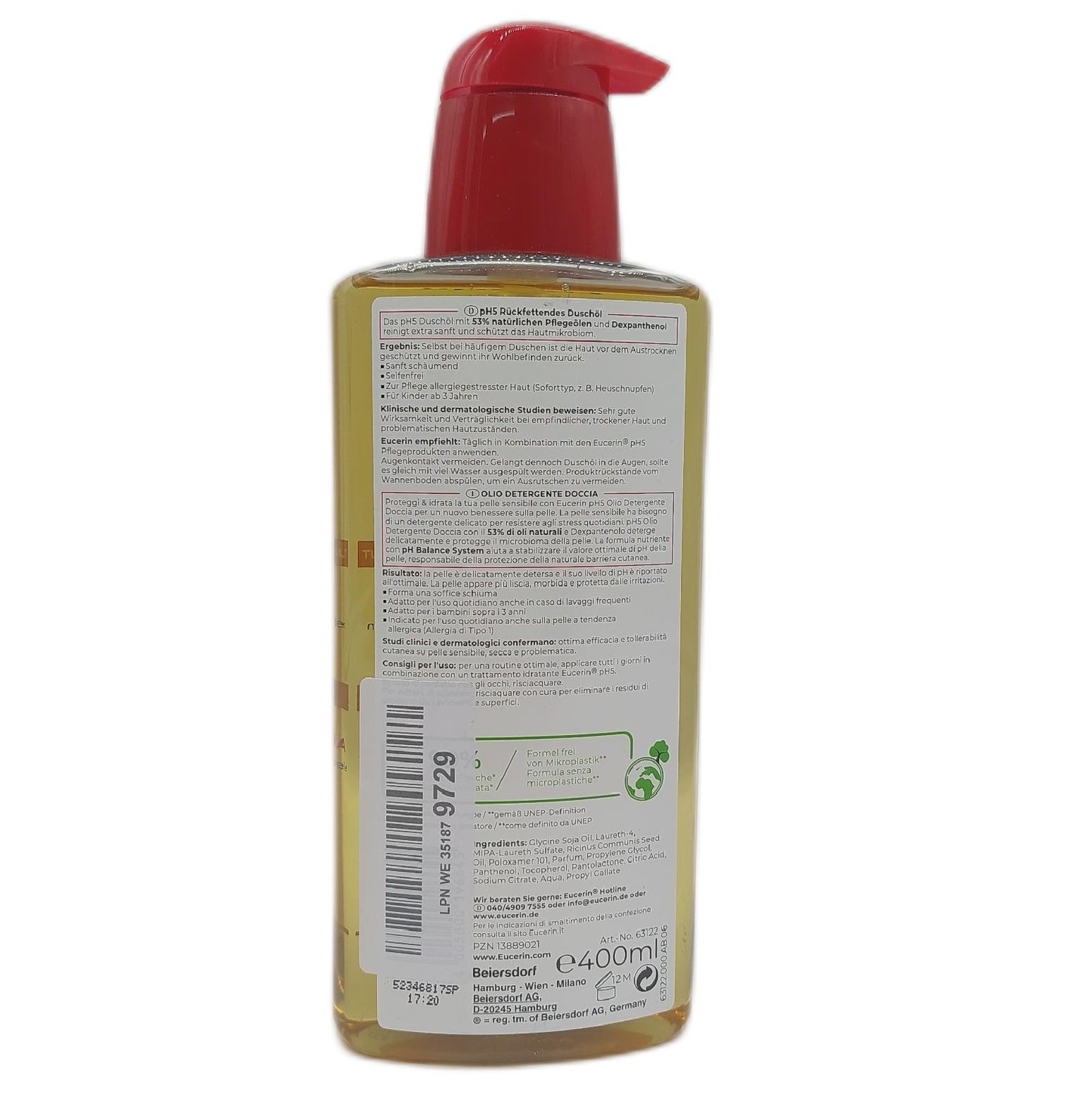 Eucerin Duschreinigungsöl Körperpflege pH5 400 ml sanfte Reinigung