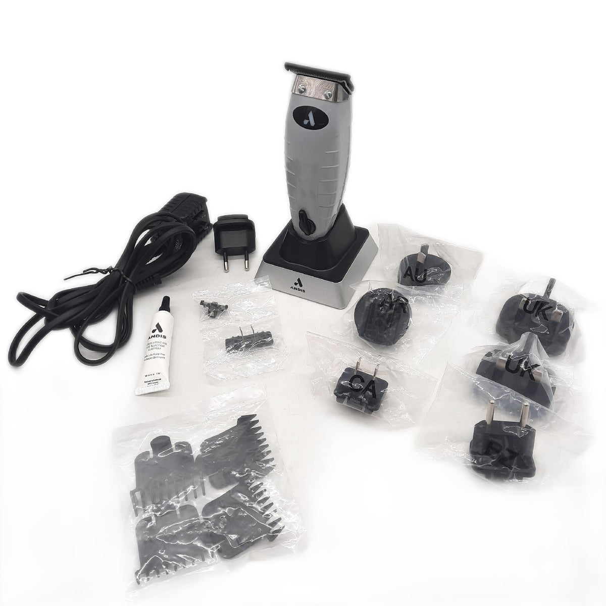 Andis Cordless T Outliner Li Professioneller Akku Trimmer Zero Gap Kohlenstoffstahl Kling Grau