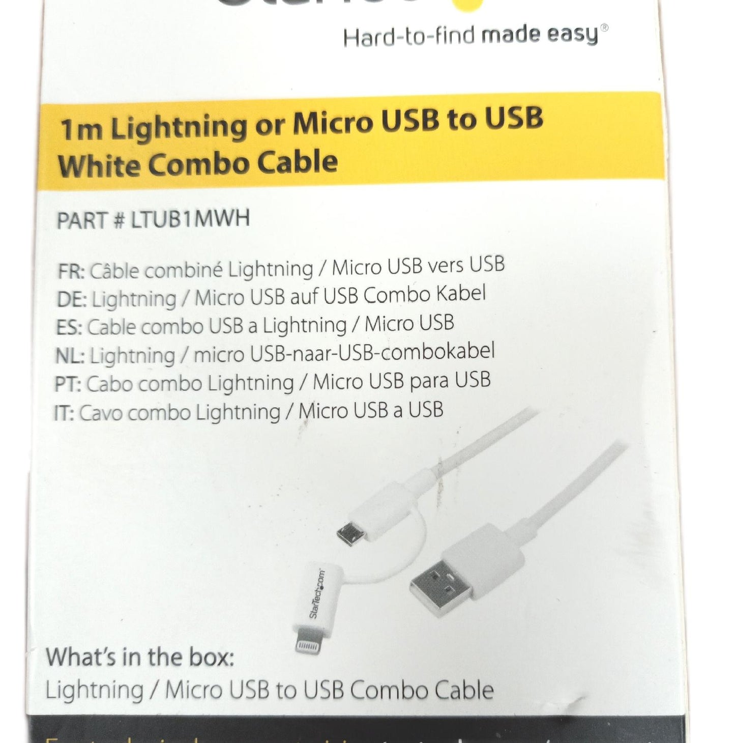 StarTech.com LTUB1MWH Micro-USB-zu-USB-Adapterkabel 1 m Farbe Weiß Kabel