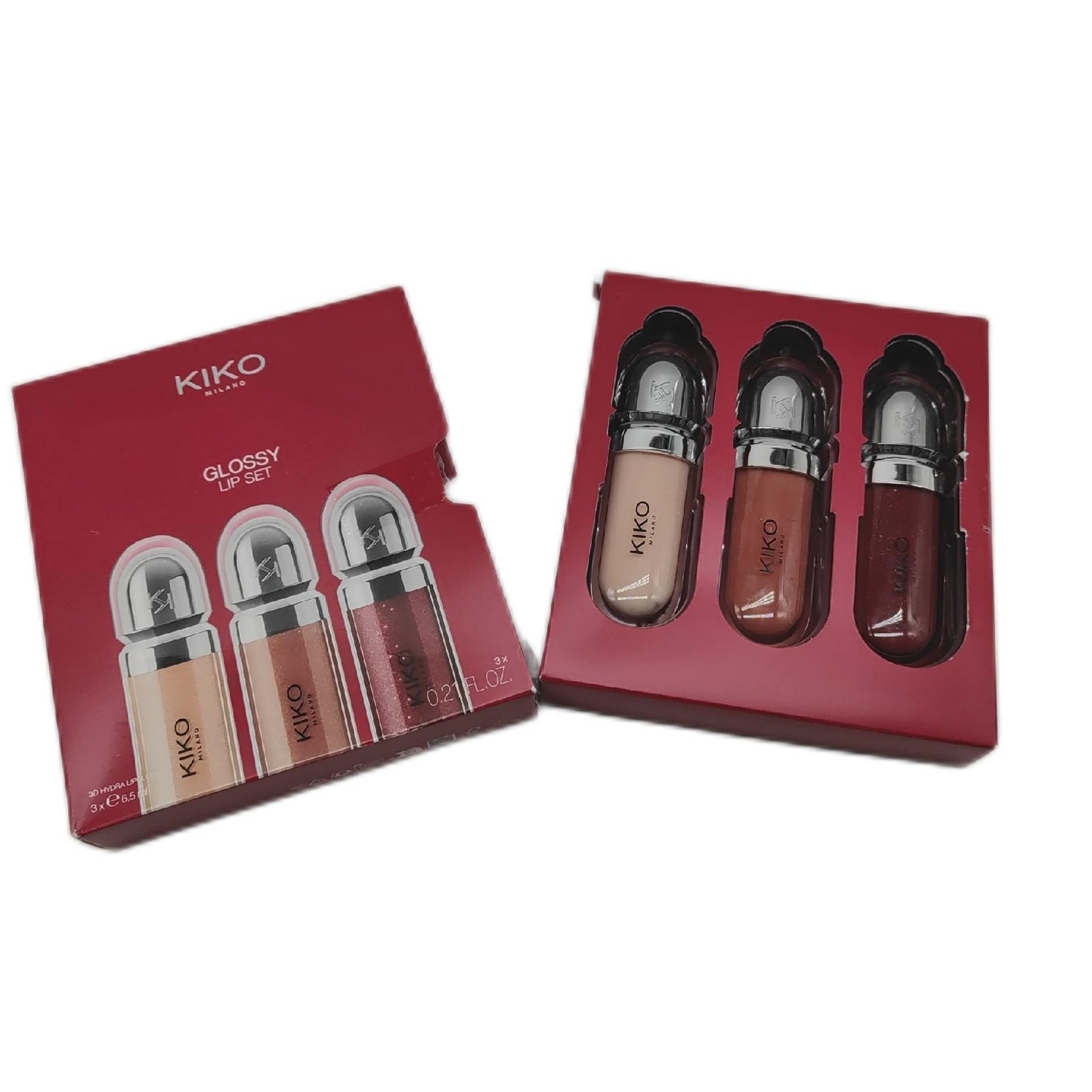 KIKO Milano Glossy Lip Set 03 Lippen-Set: 3 feuchtigkeitsspendende Lipglosses mit Geschenk-Effekt