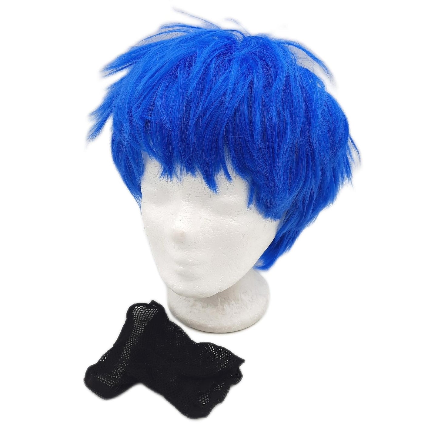 Bekider1 Herrenperücke Perücken kurze blaue gewellte Perücke mit Pony auffällig mod