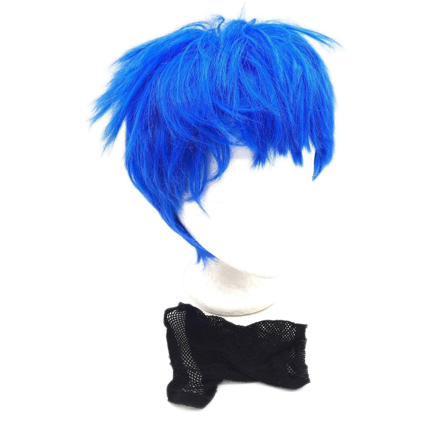 Bekider1 Herrenperücke Perücken kurze blaue gewellte Perücke mit Pony auffällig mod