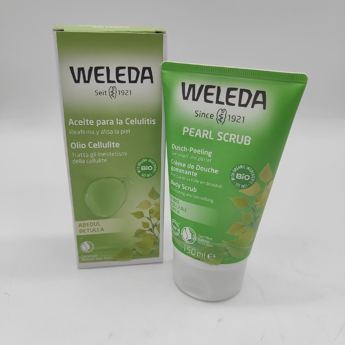 Weleda Anti-Cellulite Set Birkenöl 100 ml Duschpeeling 150 ml Body Prestige