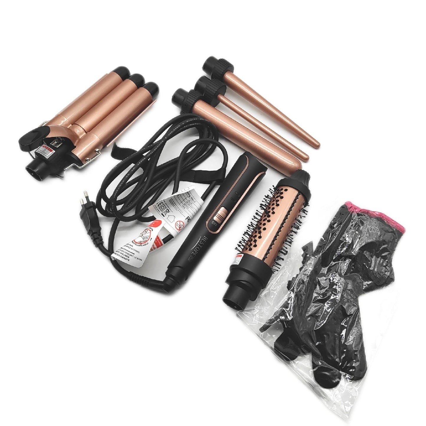 Keramik Lockenstab Haarstyling Zubehör 5 in 1 Welleneisen Temperatureinstellungen Styling