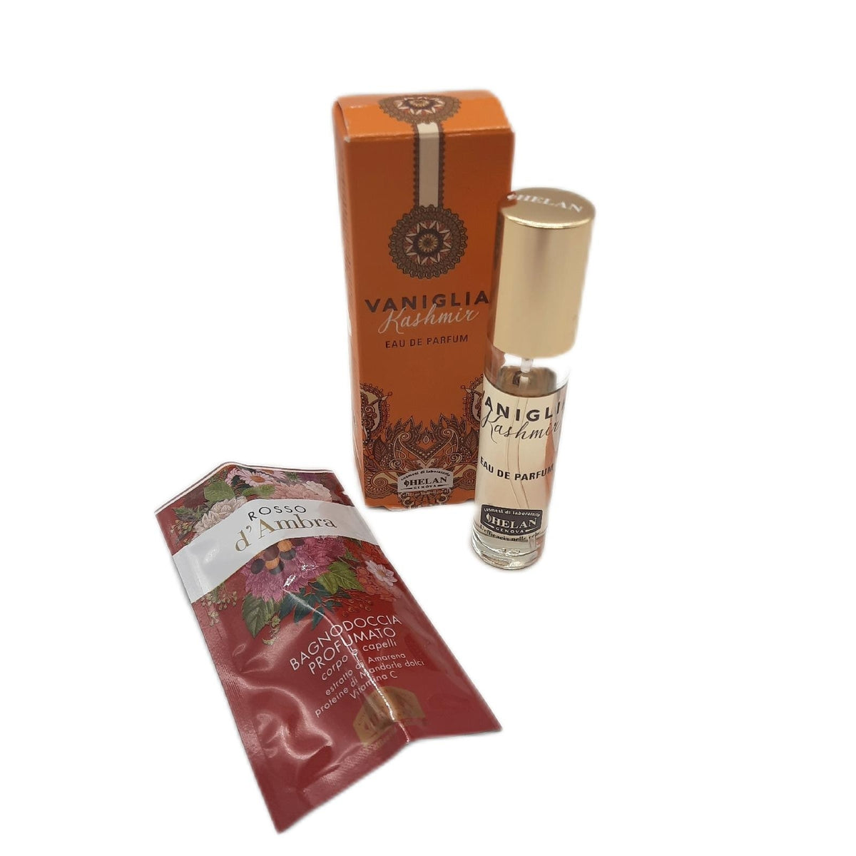 Helan, Vanille Kaschmir, Eau de Parfum, Eau de Parfum, für die Körperhaut, Duft verstärkt durch Sandelholz und weichen Vetiver von Haiti, 10 ml – Made in Italy
