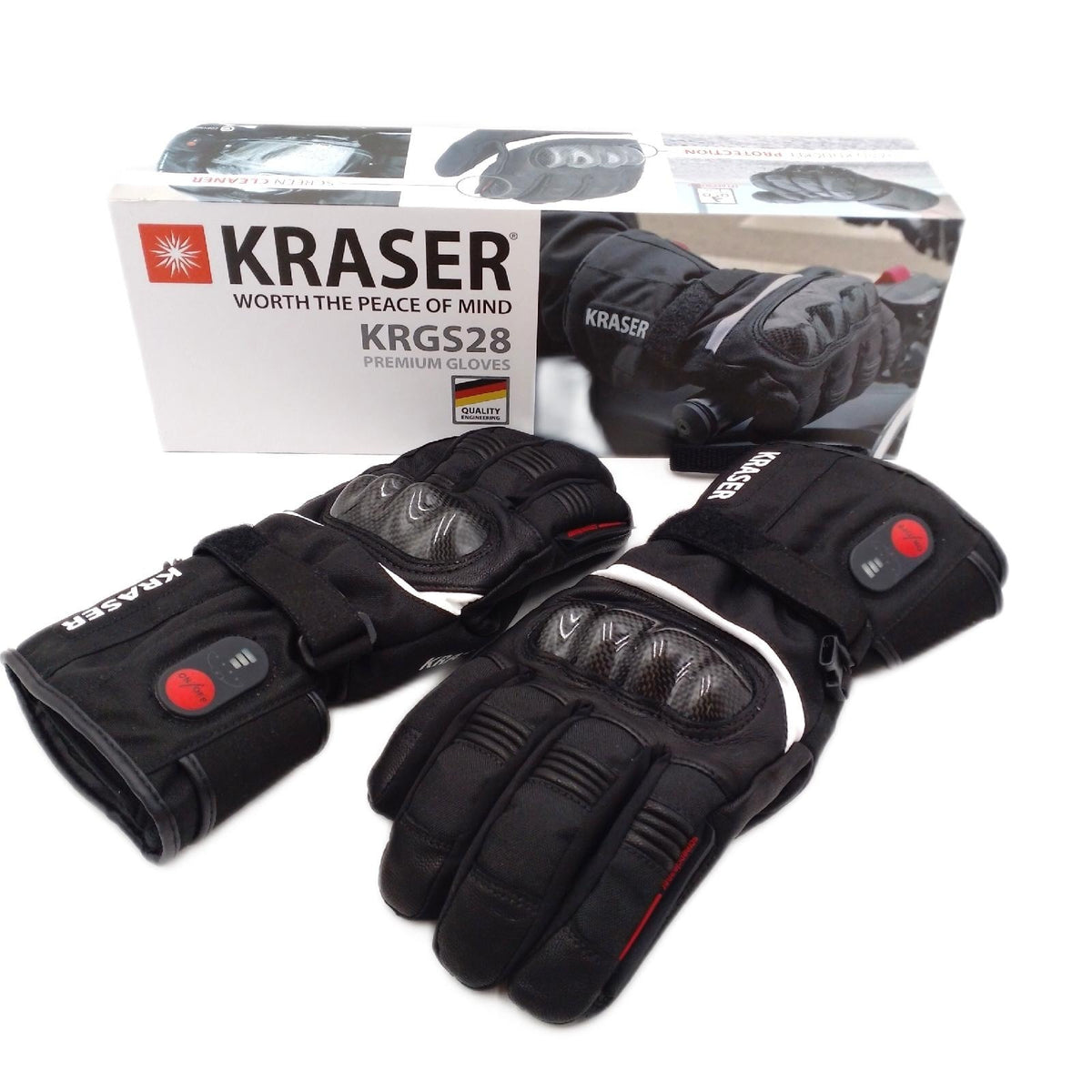 KRASER KRGS28S Premium Motorrad Handschuhe Beheizbar Wasserdicht Kohlefaserschutz Winter Herren Damen