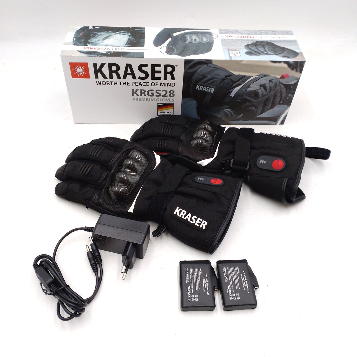 KRASER KRGS28S Premium Motorrad Handschuhe Beheizbar Wasserdicht Kohlefaserschutz Winter Herren Damen