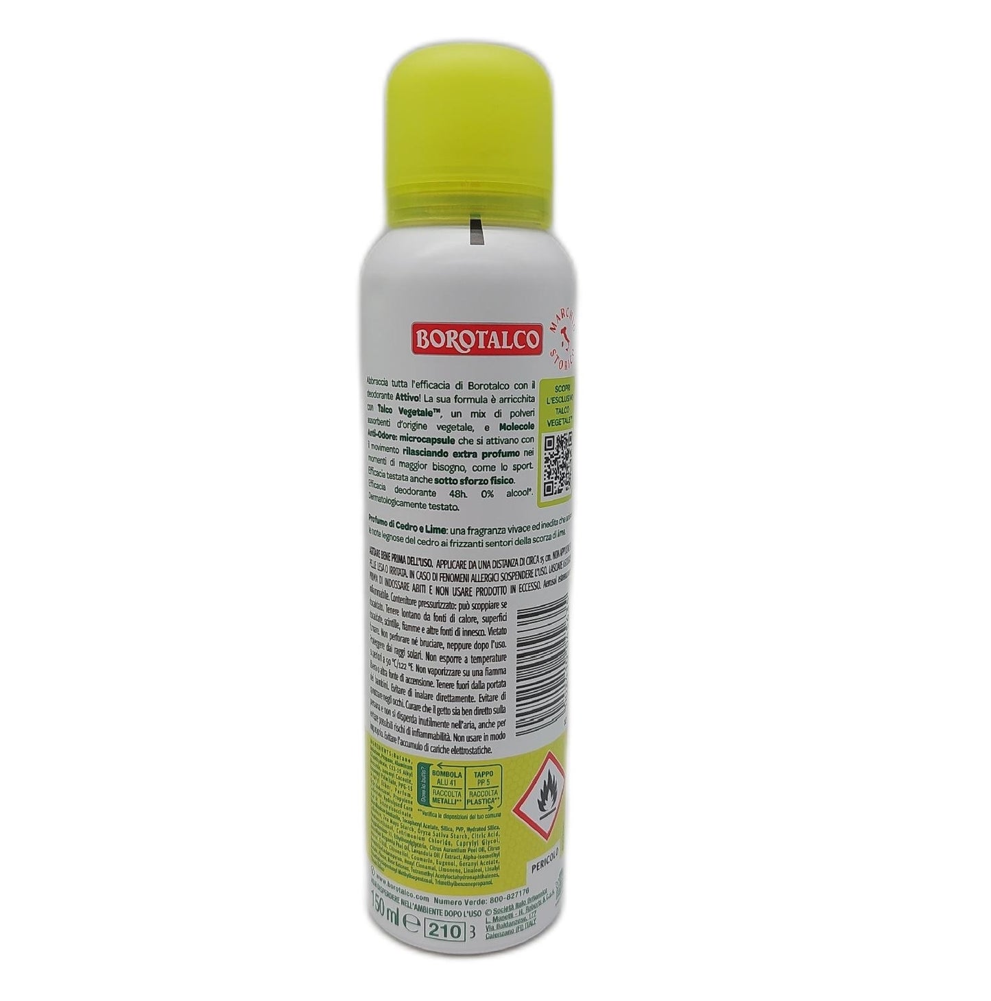 Borotalco Deodorant Spray Körperpflege Aktives Deodorant Gelb Talkum Frische