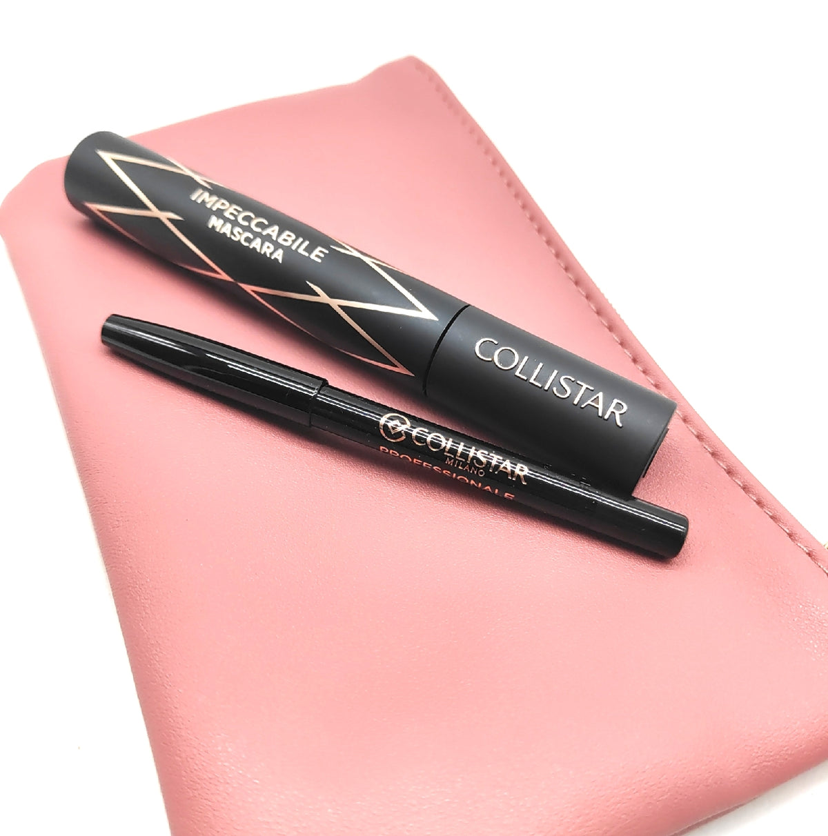 Collistar Impeccabile Mascara Geschenkset + Mini Professionelle Augenstift + The Bridge Pochette, Volumen, Länge & Definition mit Clean & Natürlichem Make-up