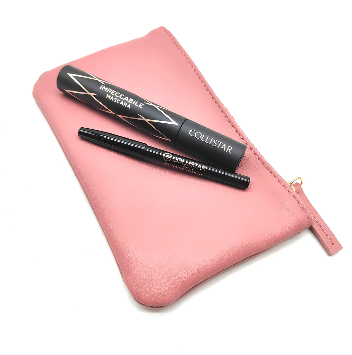 Collistar Impeccabile Mascara Geschenkset + Mini Professionelle Augenstift + The Bridge Pochette, Volumen, Länge & Definition mit Clean & Natürlichem Make-up