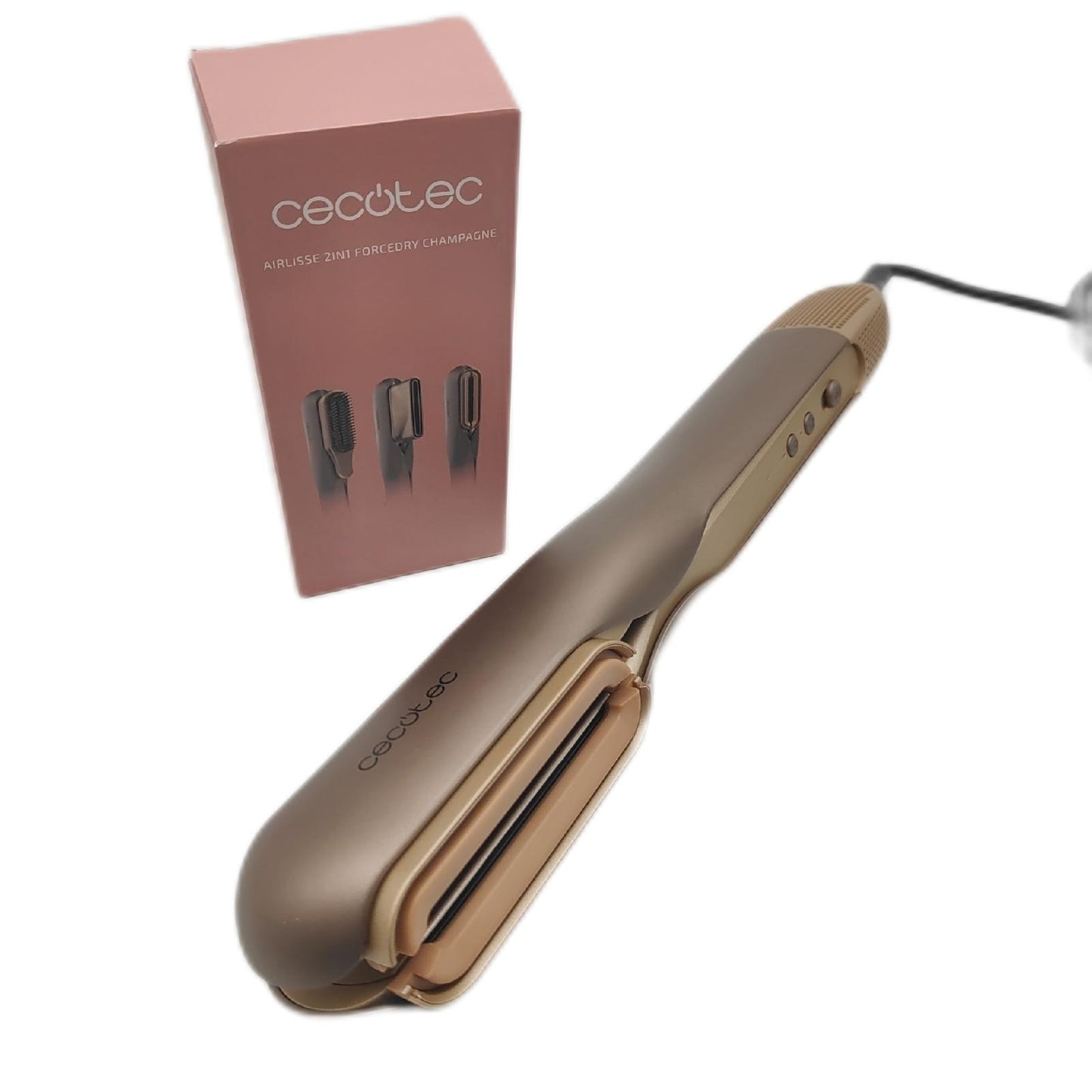 Cecotec Haarglätter mit Luftstrom AirLisse 2in1 ForceDry Champagne. 1120000 U/min