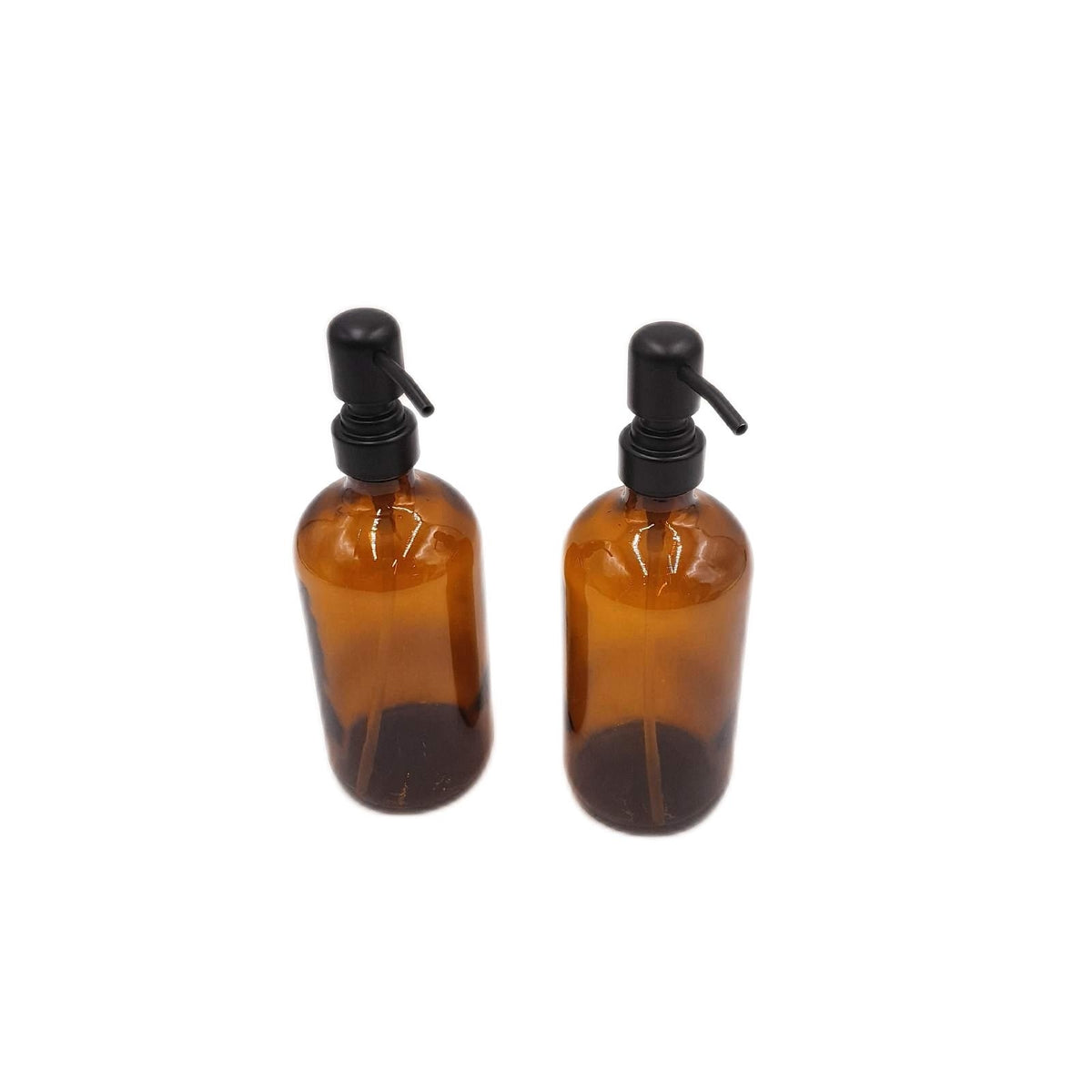 Euqvunn 2er-Pack Seifenspender aus bernsteinfarbenem Glas, Handseifenspender