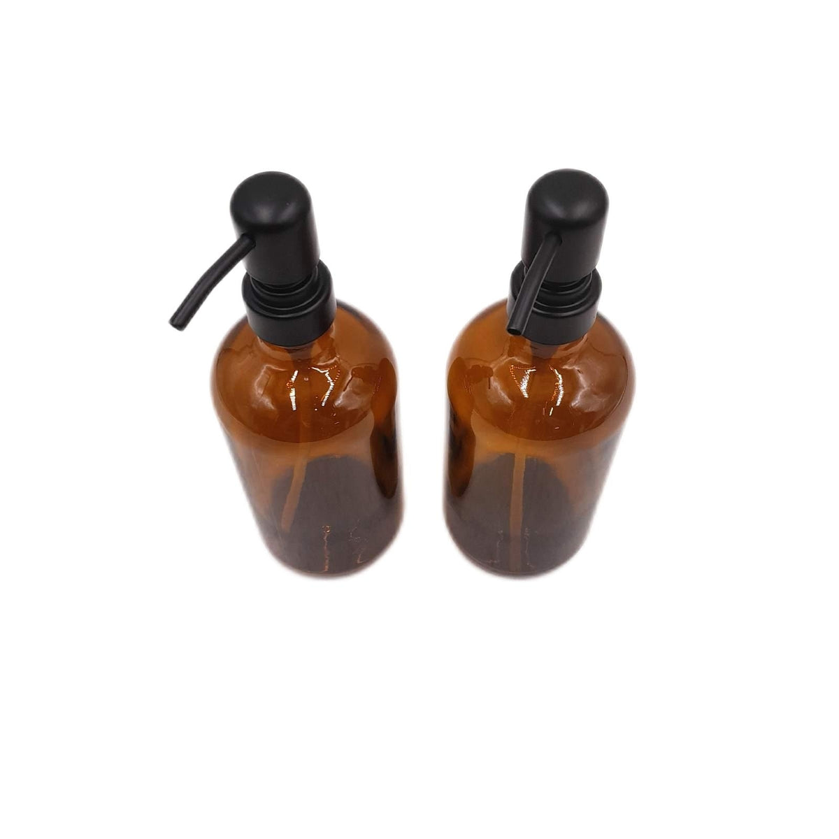 Euqvunn 2er-Pack Seifenspender aus bernsteinfarbenem Glas, Handseifenspender