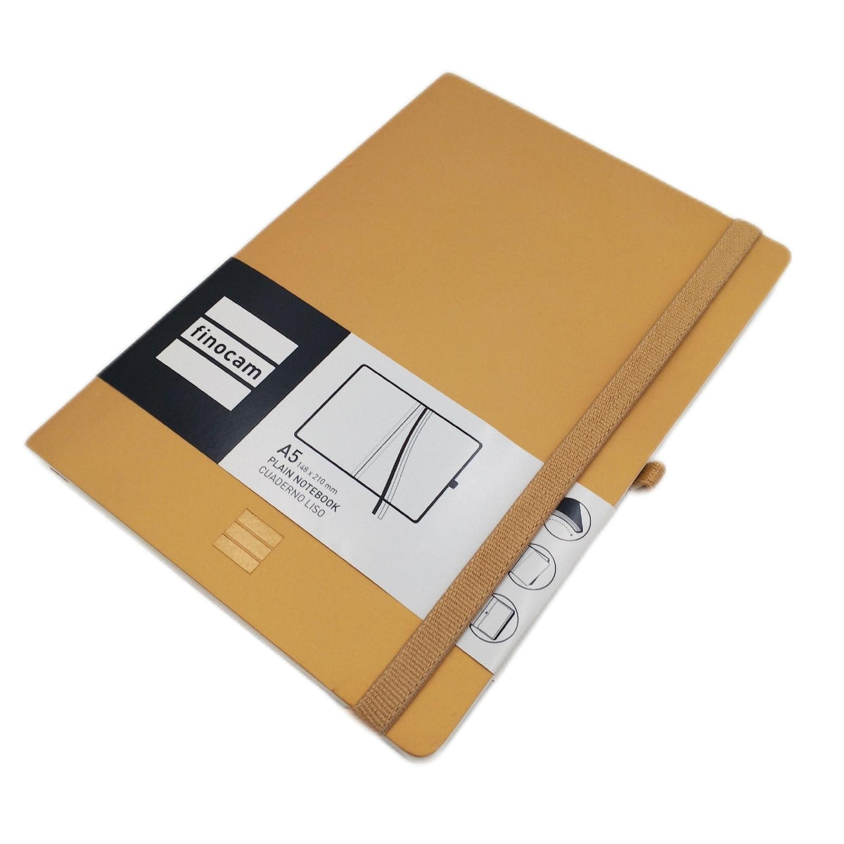 Finocam Nexo Notizbuch DIN A5 flexibler Einband blanko 72 Blätter mit Innentasche Stifthalter camel
