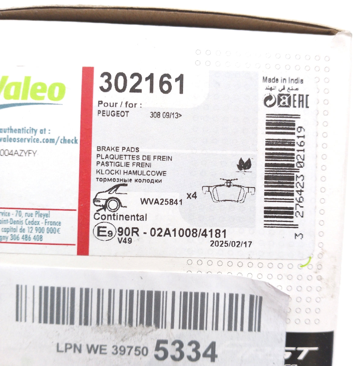 Valeo Bremsbelagsatz Essential 302161 4er Set Bremsbeläge Hinterachse R90