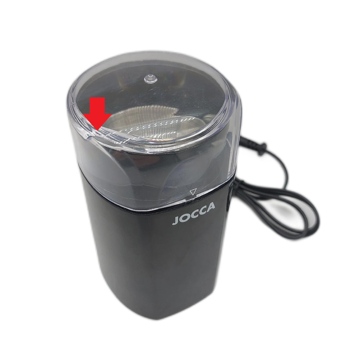 JOCCA Elektrische Kaffeemuehle 60g Edelstahlklingen Sprung Deckel