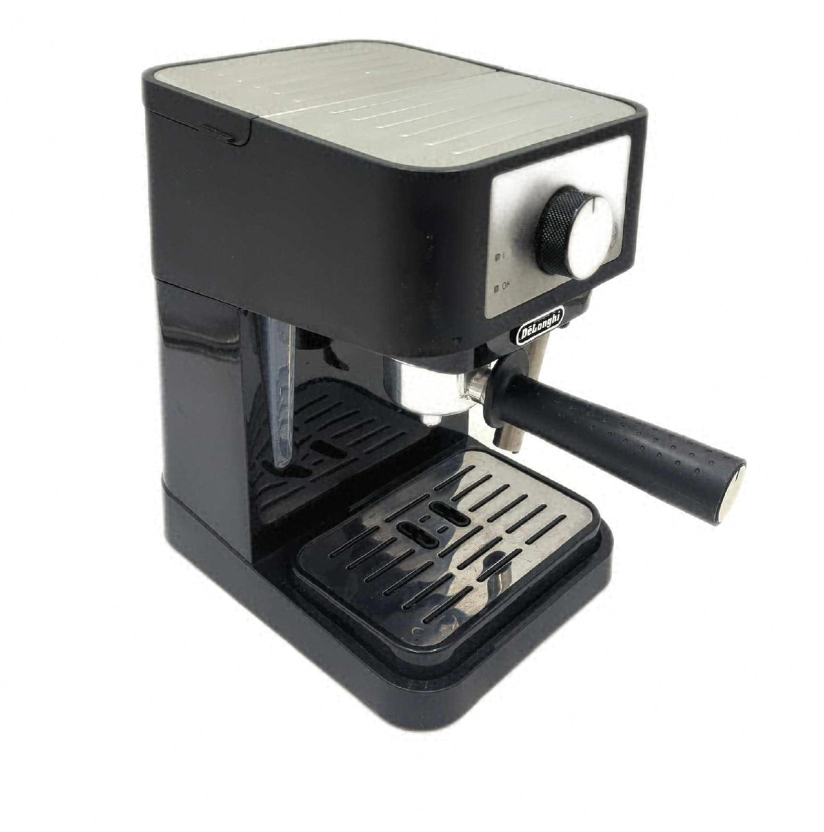 DeLonghi Espressomaschine Siebträgermaschine Schwarz Silber mit Gebrauchsspuren Gehäuse Kratzer