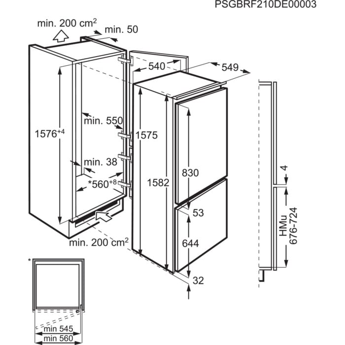 AEG Einbaukühlgefrierkombination Serie 5000 TS5S161ES 92551304, 157,2 cm