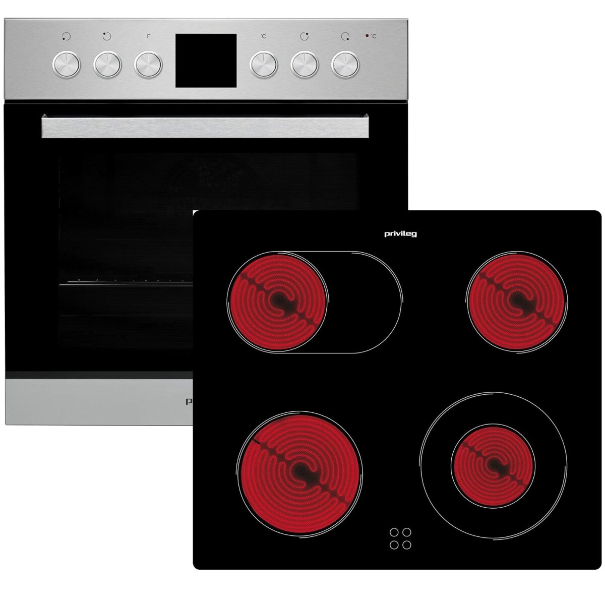 PRIVILEG Elektro-Herd-Set SET PV920 IN, 60cm, edelstahl