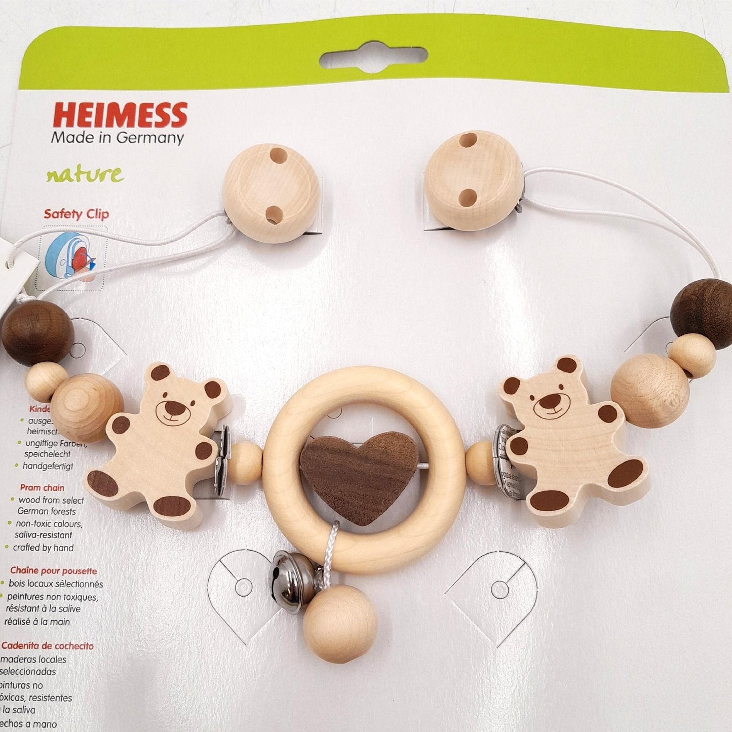 Heimness Kinderwagenkette Baby Spielzeug Modell Bär Holz naturfarben braun 40cm