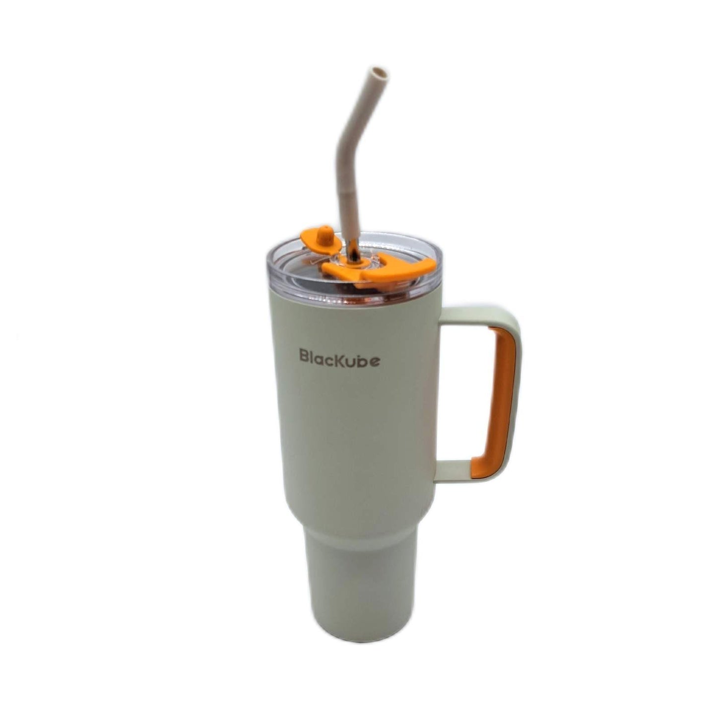 Blackube Thermoflasche 1.2 Liter Strohalm Camping beige Orange Isolierflasche Outdoor, Trinkflasche