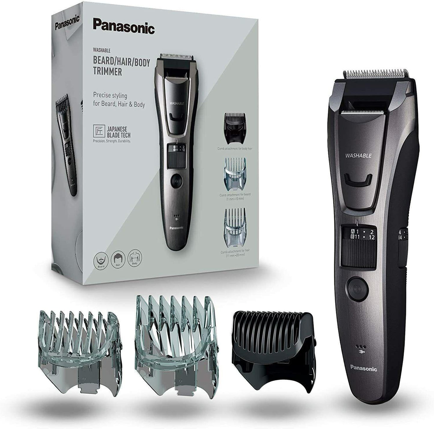 Panasonic Haarschneider Bartschneider Körperpflege Präzisionstrimmer Dunkelsilber Pflege