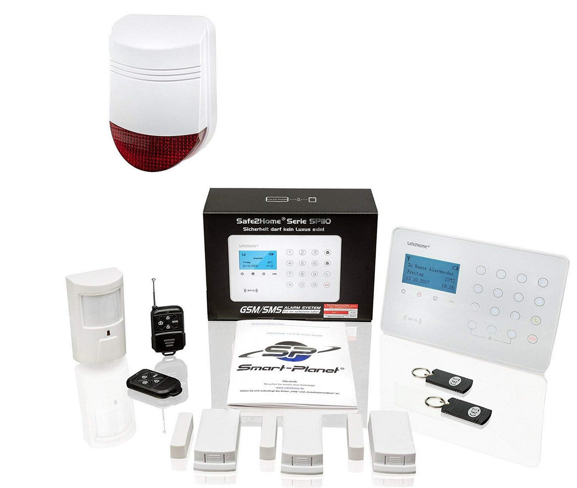 Safe2Home Funk Alarmanlagen Set Haus und Büro SP110 GSM Alarmierung Sabotageschutz Alarm