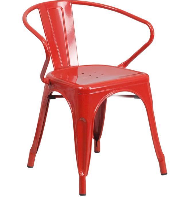 Flash Furniture Metallstuhl Sitzgelegenheit Roy rot stapelbar für drinnen und draußen robust bequem