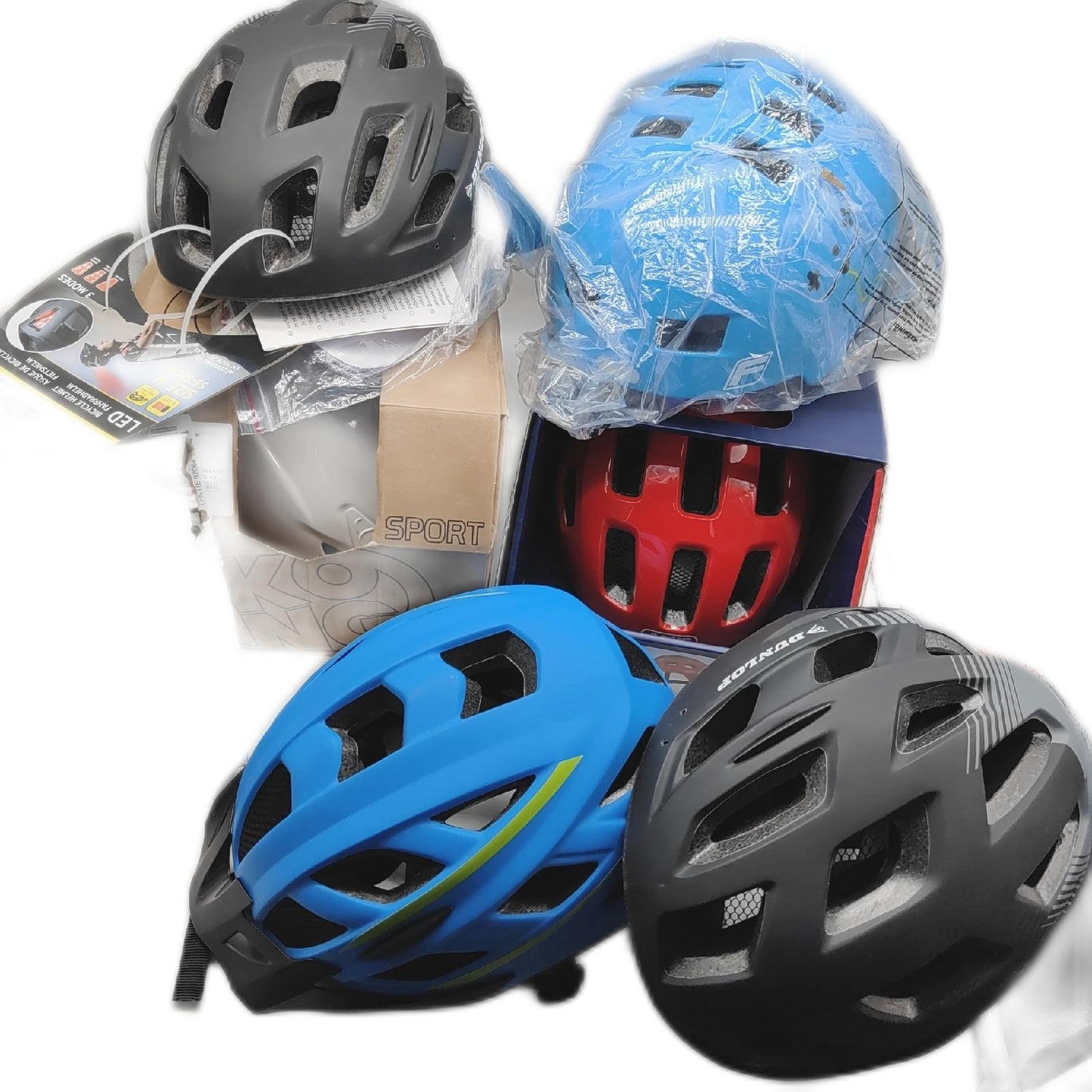 Helme Radhelm Fahrradhelme verschiedene Helme defekt
