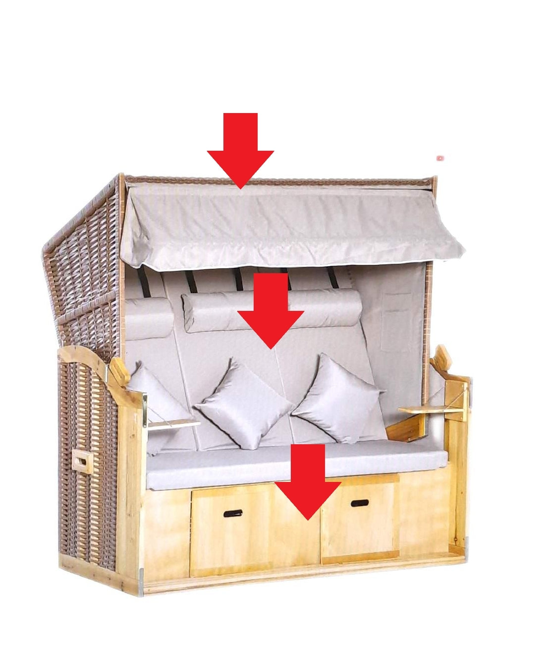Outsunny Strandkorb Ersatzteile - Seitenteile fehlen Dreisitzer beige Gartenmöbel-