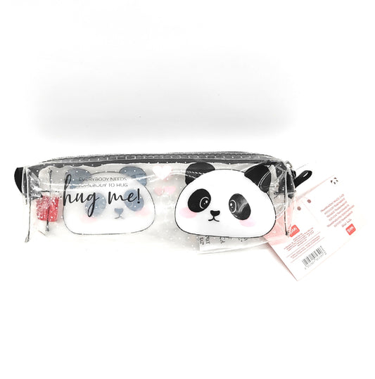 transparentes Federmäppchen Panda Herzchen Schlamper Tasche Stiftetasche
