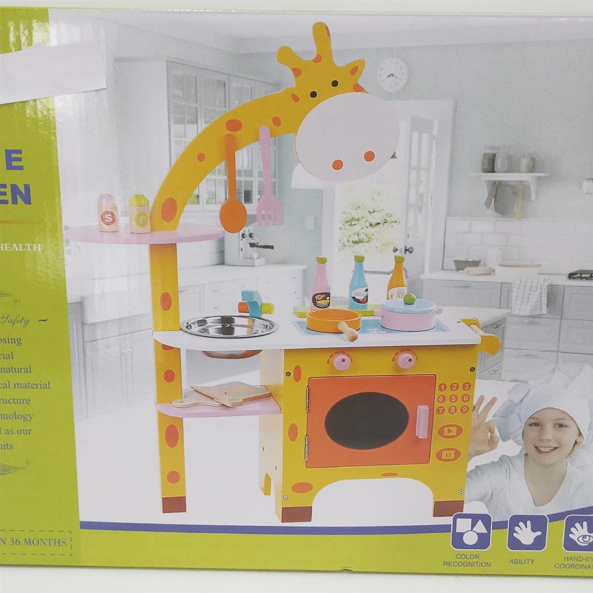Arkmiido Spielküche Holz Giraffe Töpfe Küchenutensilien Schneidebrett Kochspaß