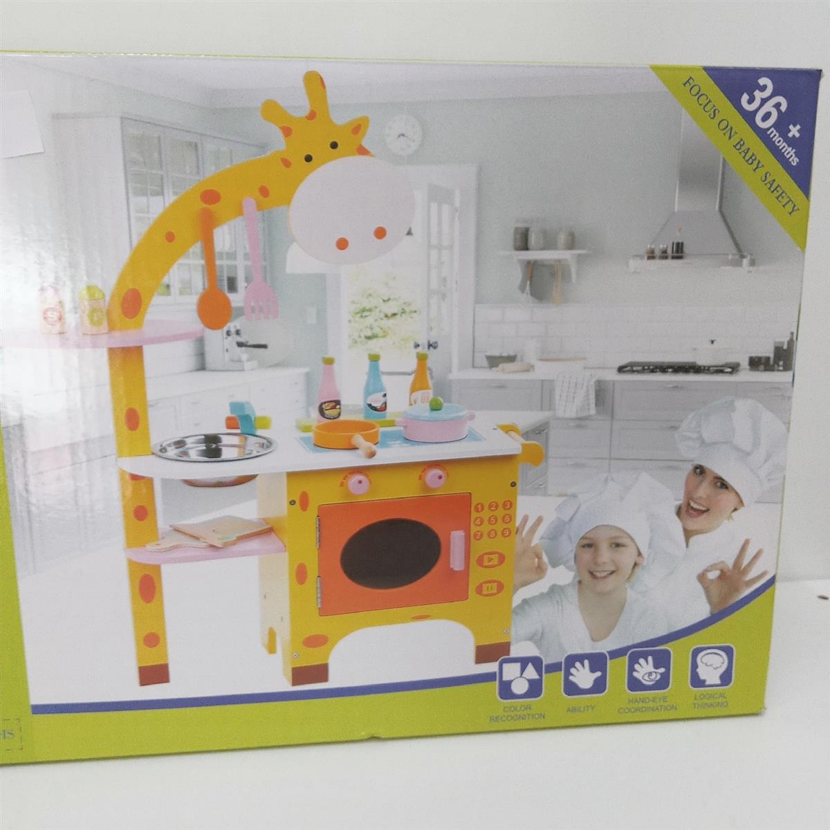 Arkmiido Spielküche Holz Giraffe Töpfe Küchenutensilien Schneidebrett Kochspaß
