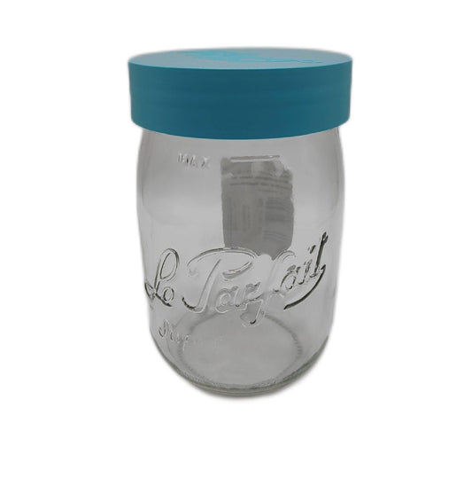 1-Liter-Einmachglas mit blauem Schraubdeckel Bonbonglas Süßigkeitenglas