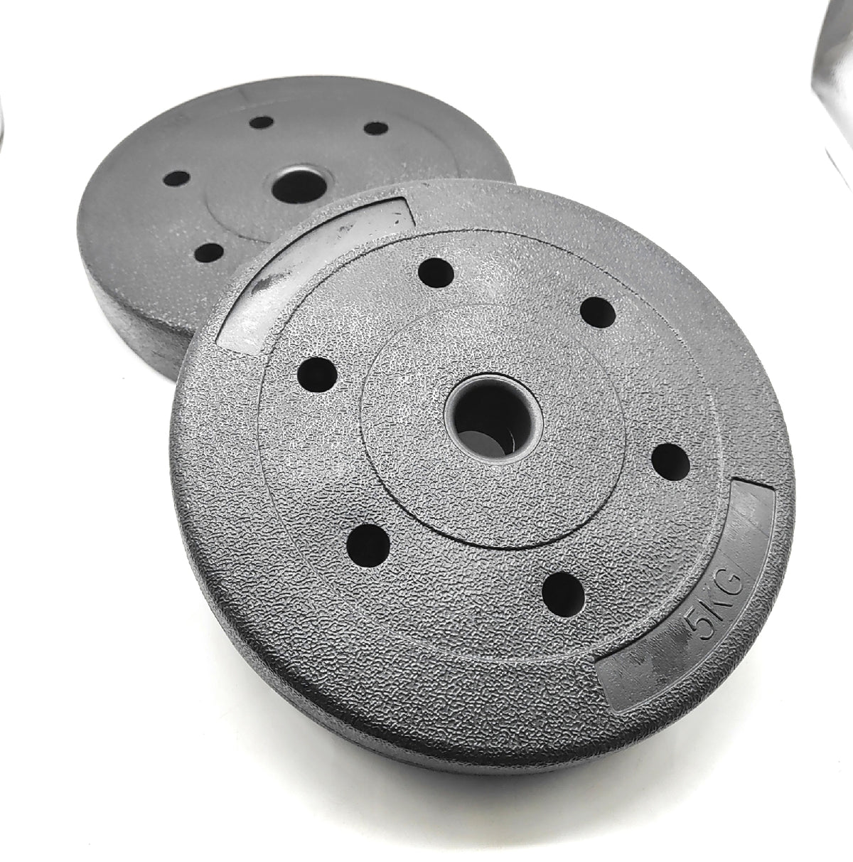 BAKAJI Hantelscheiben 2 x 5 kg Zement 25 mm Bohrung 10 kg Set