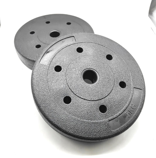 BAKAJI Hantelscheiben 2 x 5 kg Zement 25 mm Bohrung 10 kg Set