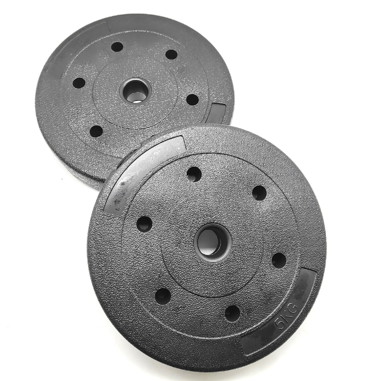 BAKAJI Hantelscheiben 2 x 5 kg Zement 25 mm Bohrung 10 kg Set