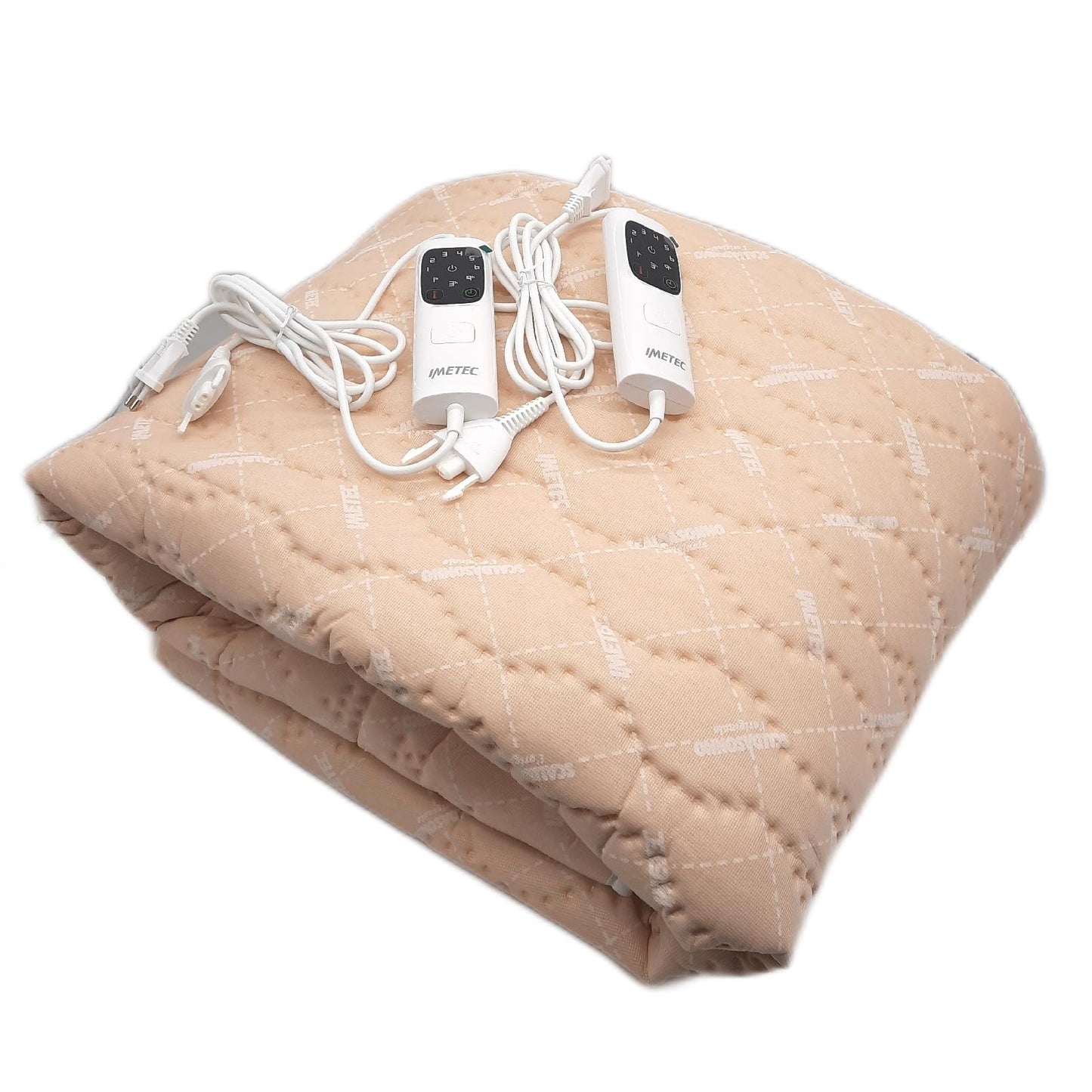 Imetec Scaldasonno Adapto Wärmeunterbett für Doppelbett 150x160 cm schnelle Erwärmung personalisierbare Temperatur 100 % Wolle und Merinowolle Made in Italy 2 separate Bedieneinheiten 6 Temp